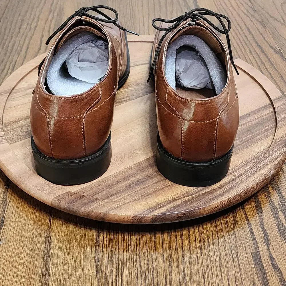 Stacy Adams Shoes Mens Size 10 Brown Leather Derby Dress Square Toe 23292-03